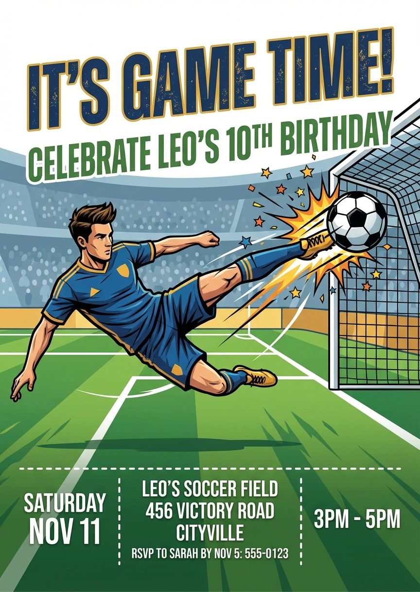 soccer birthday invitation