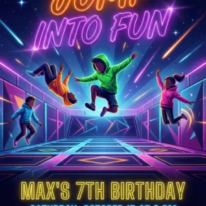 trampoline park birthday invitation