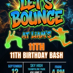 trampoline park birthday invitation