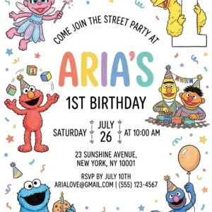sesame street birthday invitation
