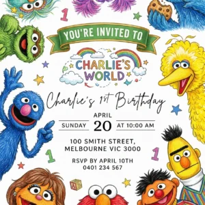 sesame street birthday invitation