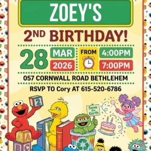 sesame street elmo 2nd birthday invitation