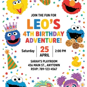 sesame street birthday invitation