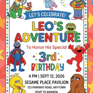 sesame street birthday invitation