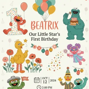 sesame street birthday invitation