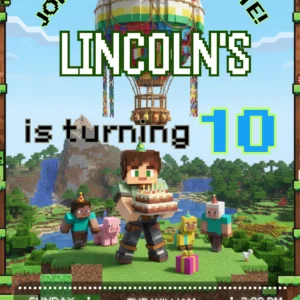 pixel gamer birthday invitation