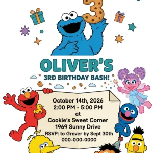 sesame street birthday invitation