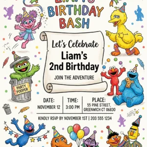 sesame street birthday invitation