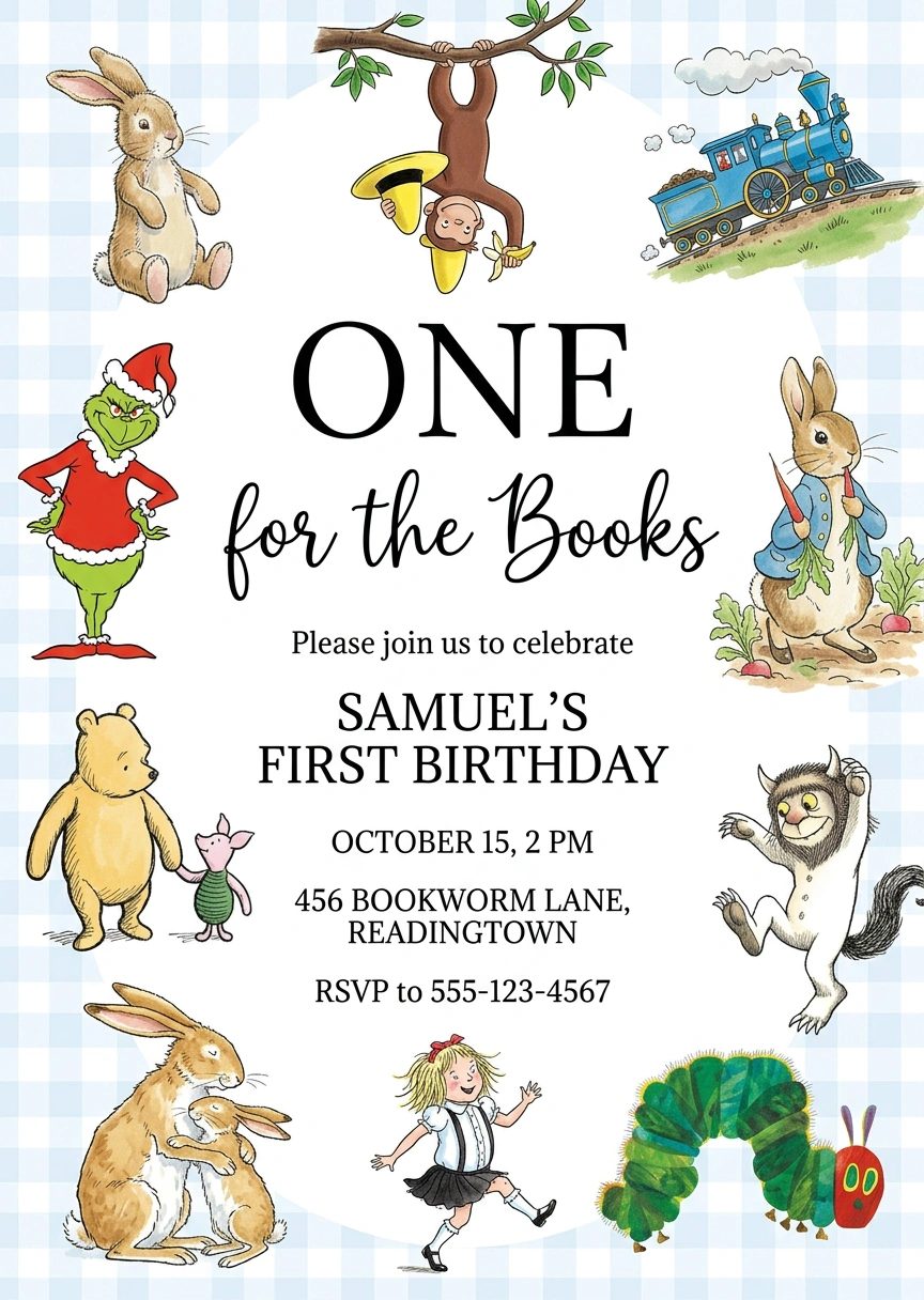 storybook first birthday invitation