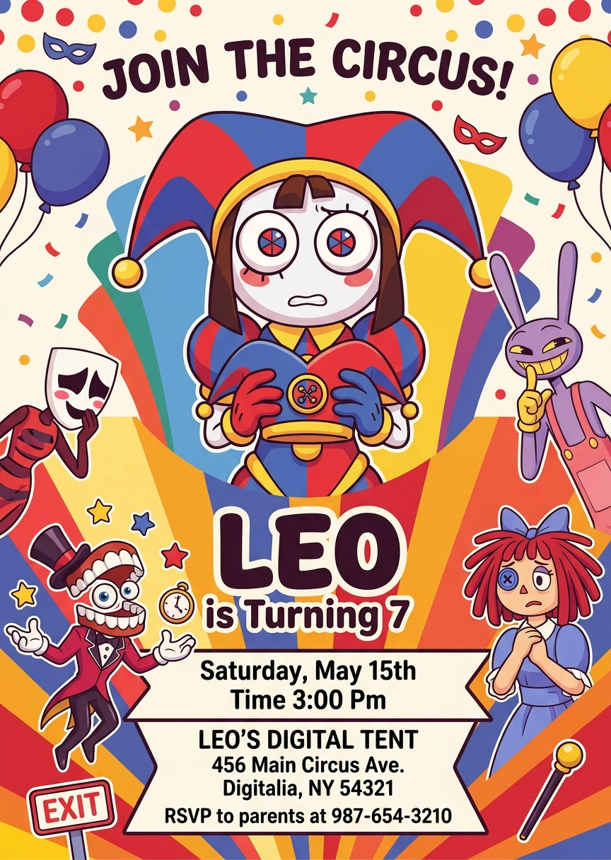 circus birthday invitation
