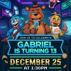 five nights at freddy birthday invitation