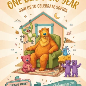 bear big blue house birthday invitation