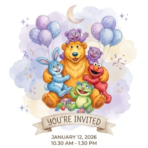 bear big blue house birthday invitation