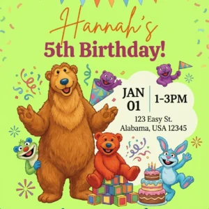 bear big blue house birthday invitation