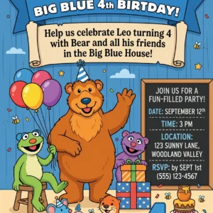 bear big blue house birthday invitation