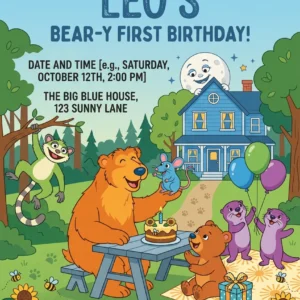 big blue house birthday party invitation