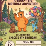 blue house inspired birthday invitation