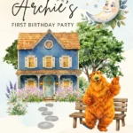 bear blue house birthday welcome sign