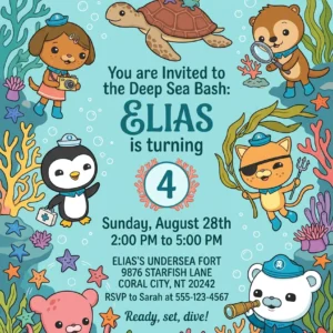 octonauts invitation birthday party invitation