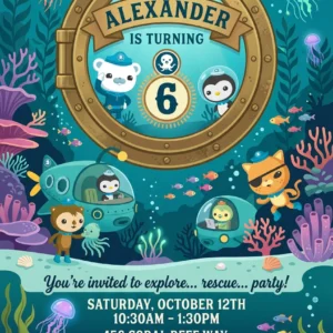 octonauts invitation birthday party invitation