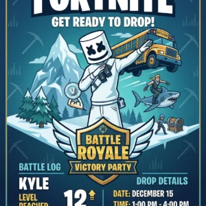 fort game birthday invitation