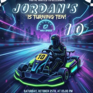 go kart birthday invitation