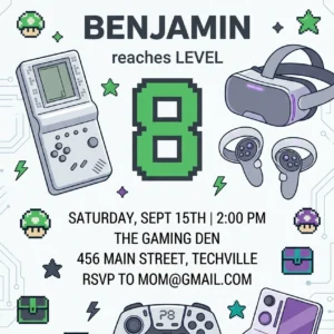 gamer birthday invitation