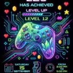 gamer game birthday invitation