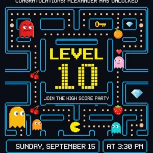 arcade birthday invitation