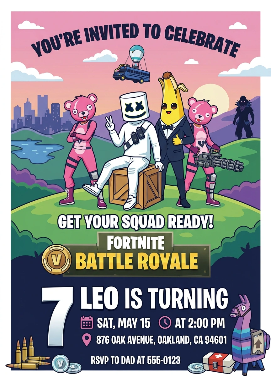 video game birthday invitation