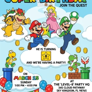 mario birthday invitation