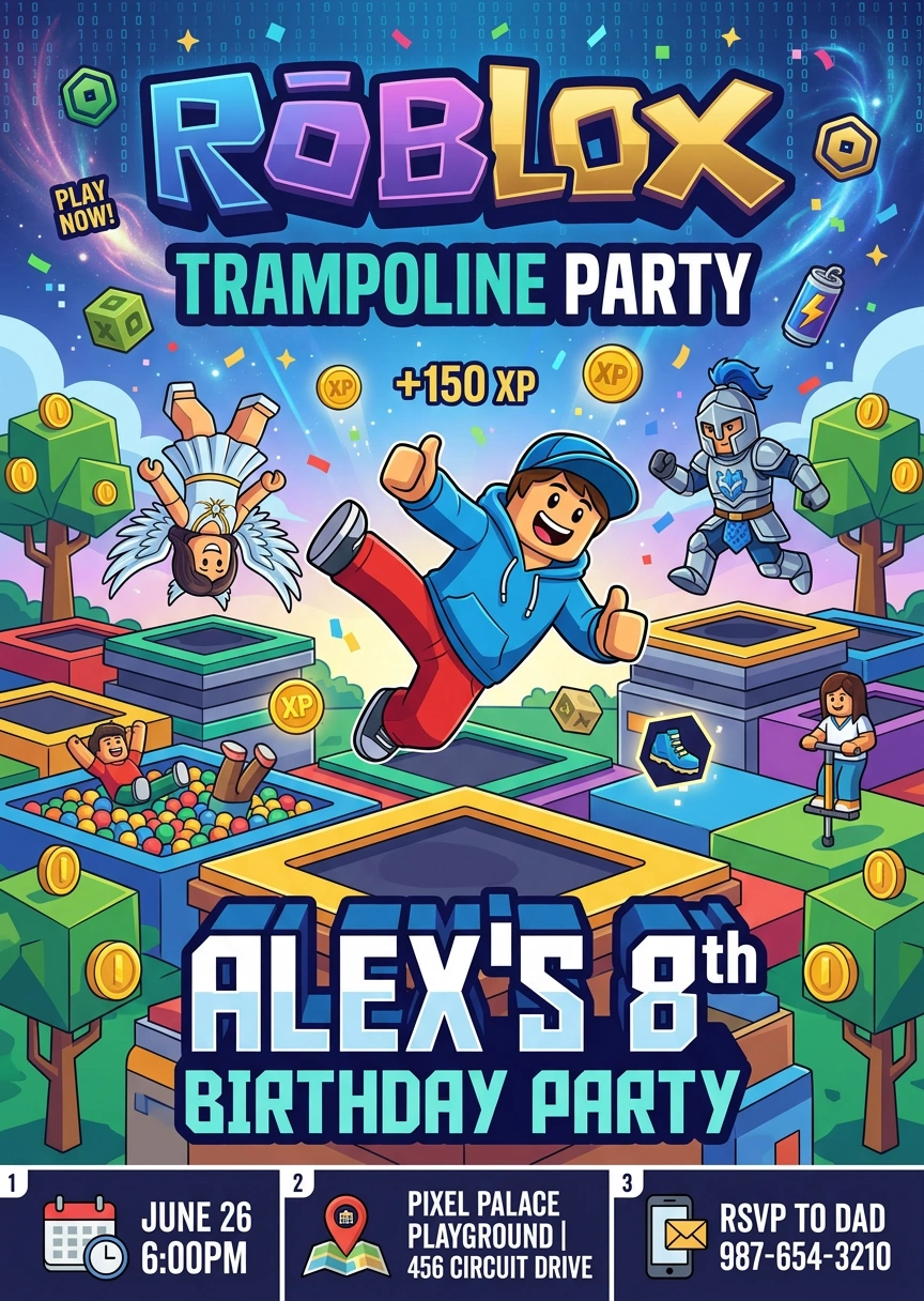 trampoline birthday invitation