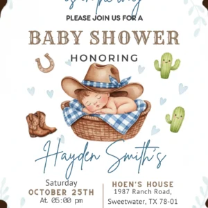 cowboy baby shower invitation