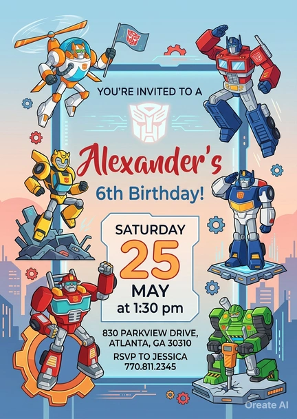 transformers birthday invitation