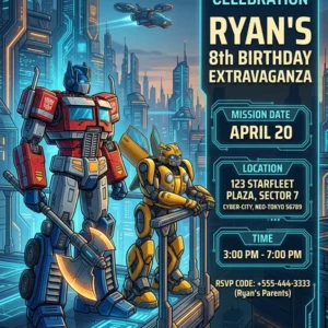 transformers birthday invitation