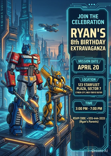 transformers birthday invitation