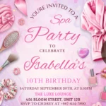 spa birthday party invitation