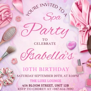 spa birthday party invitation