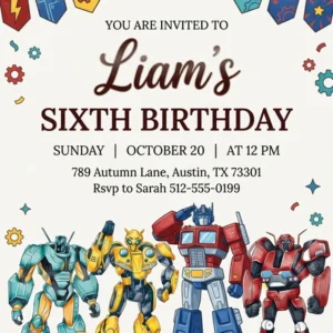 transformers birthday invitation
