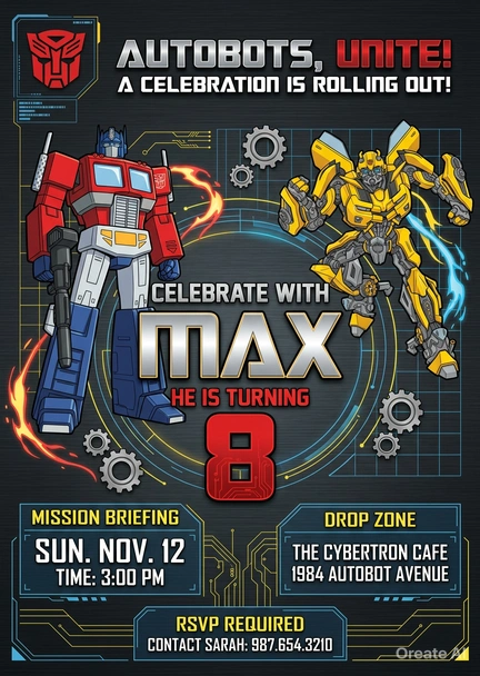 transformers birthday invitation