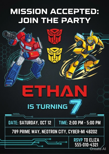transformers birthday invitation