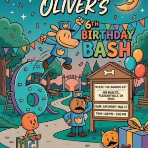 dog man birthday invitation