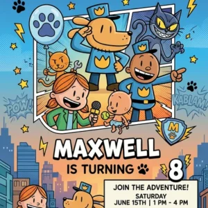 dog man birthday invitation