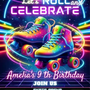roller skating birthday invitation
