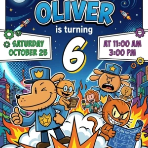 dog man birthday invitation