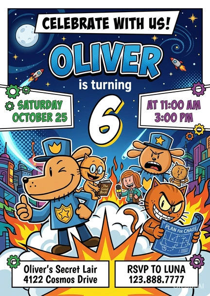 dog man birthday invitation