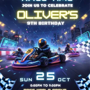 go kart birthday invitation