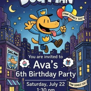 dog man birthday invitation