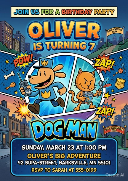 dog man birthday invitation