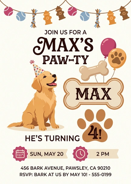 puppy birthday invitation